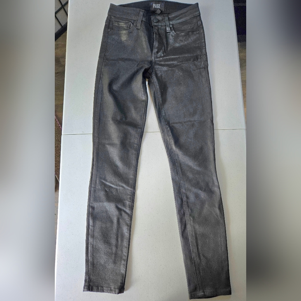 PAIGE Women's Metallic Gray Skinny Jeans